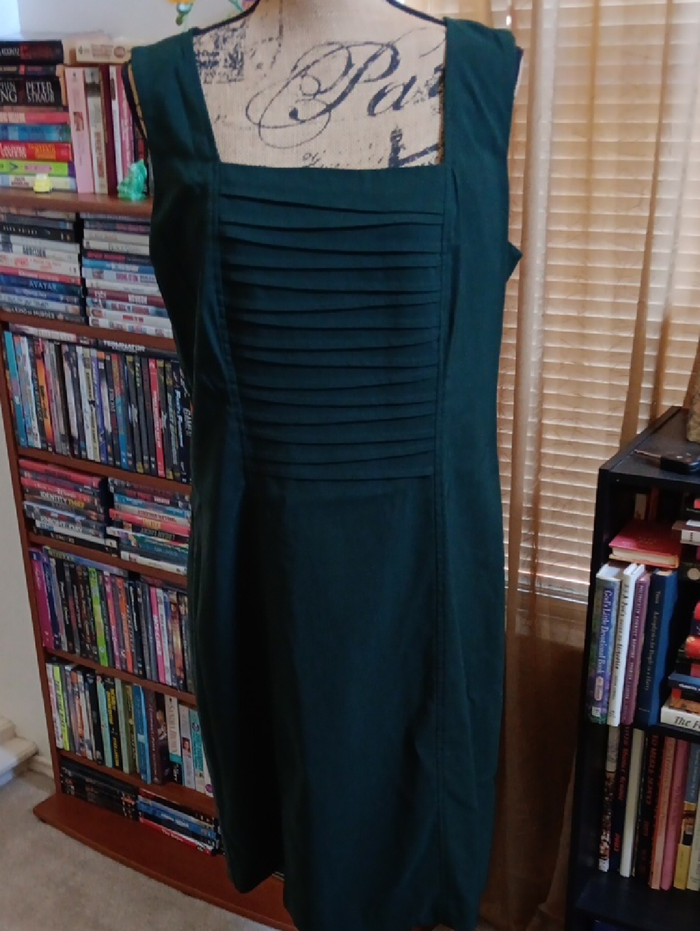 Sleeveless Square-Neck Midi Dress in Deep Teal